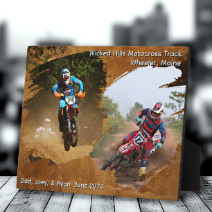 Placa Expositora Recuerdo de fotos de motocross en bicicleta de cro