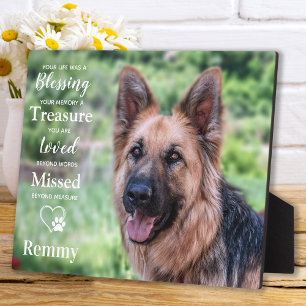 Placa Expositora Recuerdo de Perro Mascota Memorial Foto Personaliz