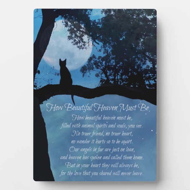 Placa Expositora Recuerdo Del Gato Cómo Debe Ser El Cielo Hermoso (Frente)