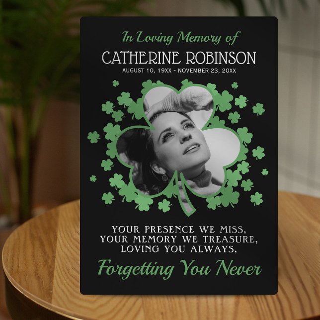 Placa Expositora Recuerdo Fotográfico de Trébol de Shamrock (Subido por el creador)