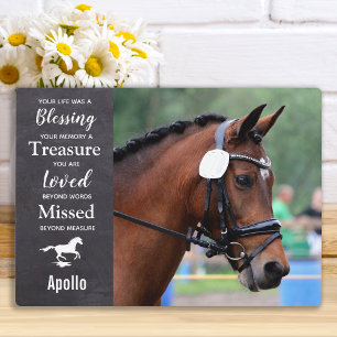 Placa Expositora Recuerdo Personalizado de Mascota Caballo Memorial