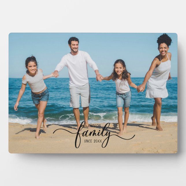 Placa Expositora Recuerdos familiares 1 foto horizontal elegante (Frente)