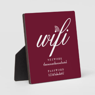 Placa Expositora Red Burgundy Sign de Red y Contraseña de Wifi