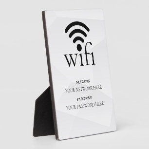 Placa Expositora Red de Wifi de Negocios Moderna y Contraseña Negra