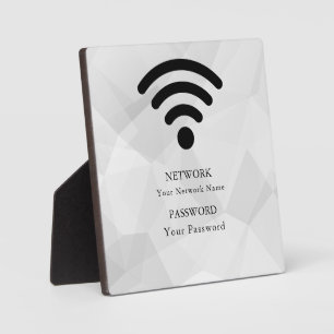 Placa Expositora Red de Wifi de Negocios Moderna y Contraseña Negra