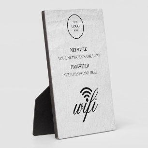 Placa Expositora Red de Wifi de Negocios Moderna y Contraseña Negra