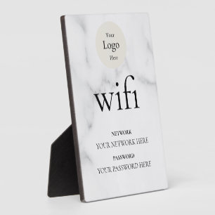 Placa Expositora Red de Wifi de Negocios Moderna y Contraseña Negra