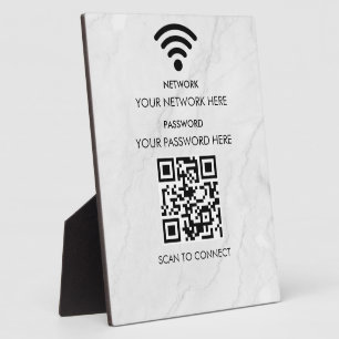 Placa Expositora Red de Wifi de Negocios Moderna y Contraseña Negra
