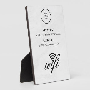 Placa Expositora Red de Wifi Negocios Modernos y Contraseña Negra