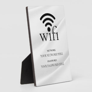 Placa Expositora Red de Wifi y Contraseña Negra para Negocios Moder