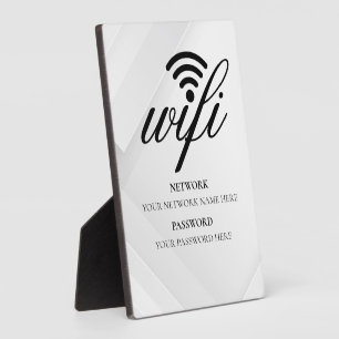 Placa Expositora Red de Wifi y Contraseña Negra para Negocios Moder
