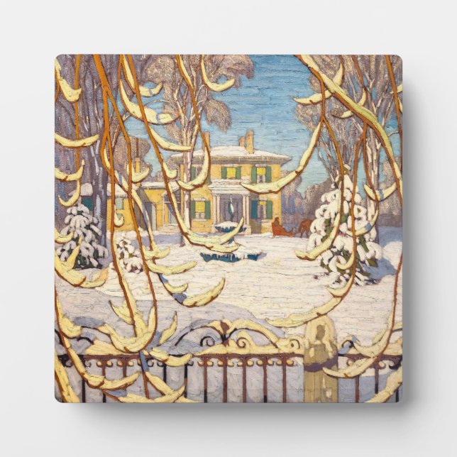 Placa Expositora Red Sleigh House, Invierno | Lawren Harris | (Frente)