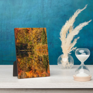 Placa Expositora Reflexión de otoño sobre el estanque de cisne