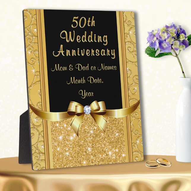 Placa Expositora Regalo de 50 años asequible para padres (50th anniversary plaque. Affordable gifts for parents 50th wedding anniversary. 50 year anniversary.)