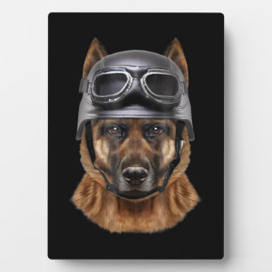Placa Expositora Regalo De Casco De Pastor Alemán Para Biker En Mot