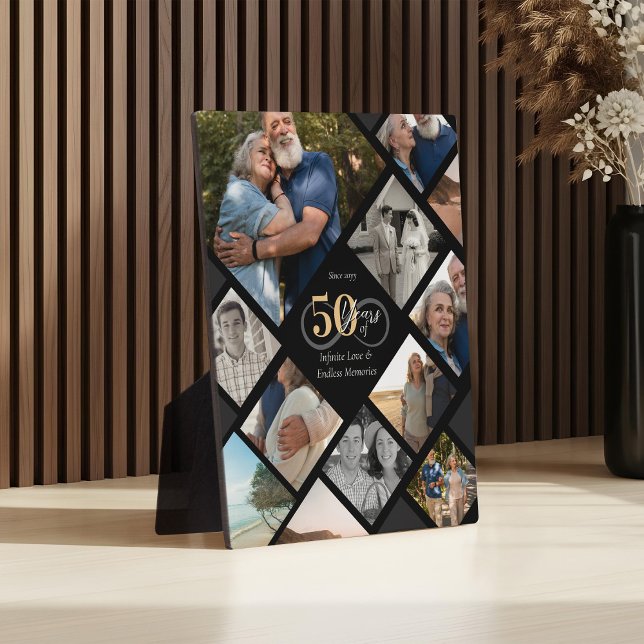 Placa Expositora Regalo de Collage de Fotos de Amor Infinito del 50 (50th Anniversary Infinity Love Photo Collage Gift Plaque)