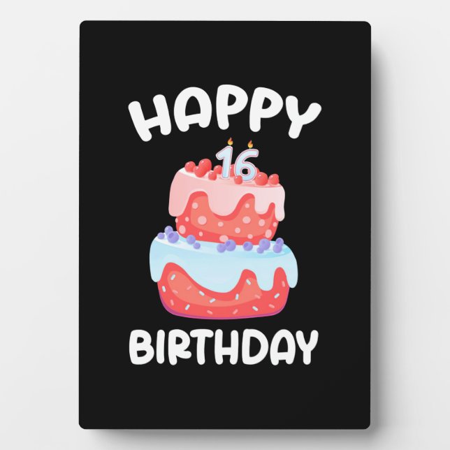 Placa Expositora Regalo de cumpleaños | Feliz 16º cumpleaños (Frente)