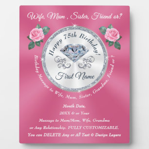 Placa Expositora Regalo de cumpleaños personalizado para una mujer 