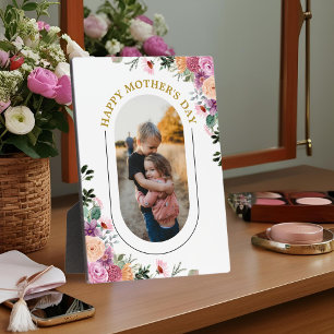 Placa Expositora Regalo de Foto en Acuarela Floral para el Día de l