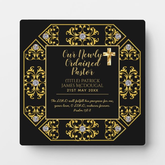 Placa Expositora Regalo de instalación de Pastor recién Ordenado Pe (Frente)