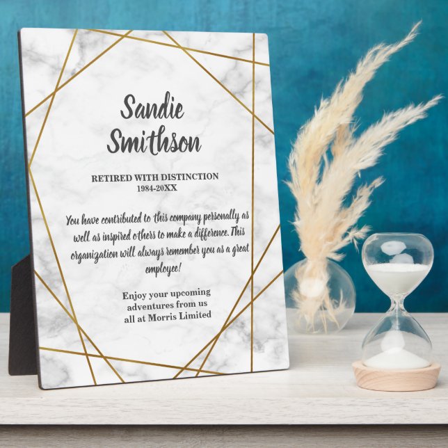 Placa Expositora regalo de jubilación para jefe, empleado, servicio (Lado)