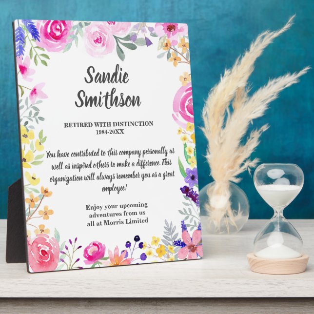 Placa Expositora regalo de jubilación para jefe, empleado, servicio (Lado)