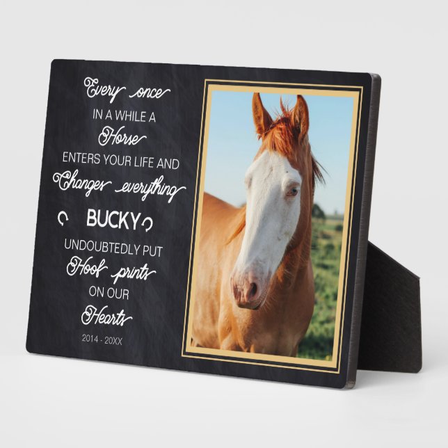 Placa Expositora Regalo de memorial de caballo personalizado Foto (Lado)