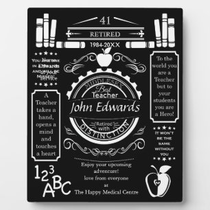 Placa Expositora regalo de retiro de profesores para jefe, servicio