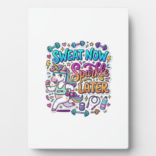 Placa Expositora Regalo de sudor de unicornio ahora brilla más tard
