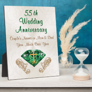 Placa Expositora Regalo para 55 Aniversario de Bodas Esmeralda Cris