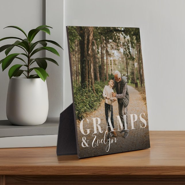 Placa Expositora Regalo para chicas y nietos foto Keepsake (Gift for Gramps & Grandchild Photo Keepsake Plaque)