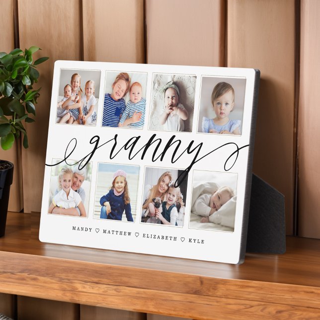 Placa Expositora Regalo para doncella | Collage de fotos de los nie (Gift for Granny | Grandchildren Photo Collage Plaque)