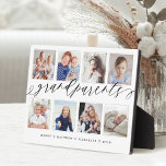 Placa Expositora Regalo para el Collage de fotos de los abuelos<br><div class="desc">Envía un hermoso regalo personalizado a tus abuelos que ellos apreciarán para siempre. Paquetes de collage de fotos de nietos personalizados especiales para mostrar sus propias fotos y recuerdos familiares especiales. Nuestro diseño presenta un sencillo diseño de cuadrícula de 8 fotos con "abuelos" diseñados en un hermoso estilo de escritura...</div>