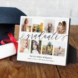 Placa Expositora Regalo Para El Graduado | Collage de fotos de grad<br><div class="desc">Dale este hermoso regalo personalizado a tu graduado que ellos apreciarán para siempre. Placa especial personalizada de collage de fotos de graduación para mostrar sus propias fotos y recuerdos especiales de graduación. Nuestro diseño presenta un sencillo diseño de cuadrícula de 8 fotos con "graduado" diseñado en un hermoso estilo de...</div>