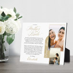 Placa Expositora Regalo para la madre de la novia | Foto y mensaje<br><div class="desc">Verdaderamente especial y memorable madre del regalo de la novia de la foto de la hija y mensaje placa blanca. Dale un hermoso regalo personalizado a tu madre en el día de tu boda que ella apreciará para siempre. Este hermoso regalo personalizado del día de la boda incluye un diseño...</div>