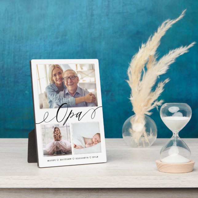 Placa Expositora Regalo para Opa | Nietos 3 Collage de fotos (Lado)