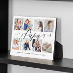 Placa Expositora Regalo para papá | Nietos Collage de fotos Plaque<br><div class="desc">Envía un hermoso regalo personalizado a tu abuelo (papá) que apreciará para siempre. Paquetes de collage de fotos de nietos personalizados especiales para mostrar sus propias fotos y recuerdos familiares especiales. Nuestro diseño presenta un sencillo diseño de cuadrícula de 8 fotos con "Papa" diseñado en un hermoso estilo de escritura...</div>