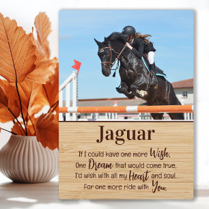 Placa Expositora Regalo por la pérdida de un caballo Foto Memorial 