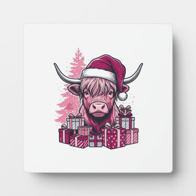 Placa Expositora Regalos de Navidad de Vaca de las Tierras Altas Ro (Frente)