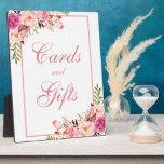 Placa Expositora Regalos Floral de ducha rosa o tarjetas de boda<br><div class="desc">Watercolor Floral Ducha rosa o Tarjetas de Boda Regalos Mesa Plaque</div>
