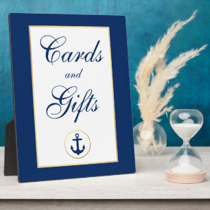 Placa Expositora Regalos Nautical Blue Gold Wedding