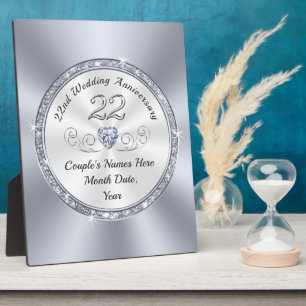 Placa Expositora Regalos Personalizados del 22° Aniversario Boda,