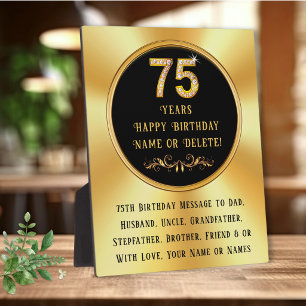 Placa Expositora Regalos personalizados para el 75 cumpleaños del h