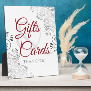 Placa Expositora Regalos y Tarjetas de Boda Elegantes en Blanco y R