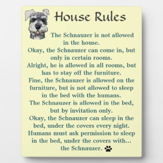 Placa Expositora Reglas de la Cámara para Schnauzers