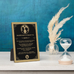 Placa Expositora Reglas Divertidas de Matrimonio para Recién Casado