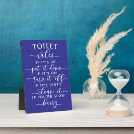 Placa Expositora Reglas Divertidas del Inodoro – Texto Blanco Elega