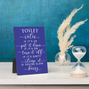 Placa Expositora Reglas Divertidas del Inodoro – Texto Blanco Elega