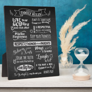 Placa Expositora Reglas familiares - Valores cristianos para vivir 