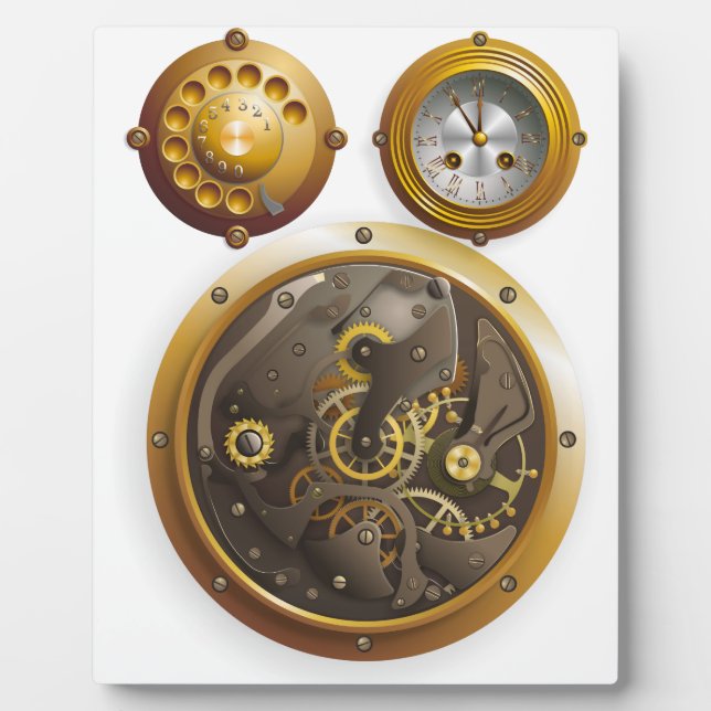 Placa Expositora Reloj steampunk (Frente)